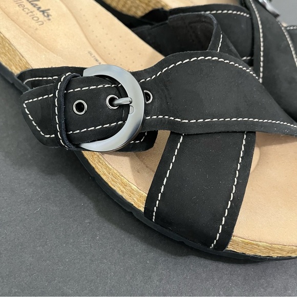 Clark’s Collection Black Reileigh Leatger Slip On Sandals - Picture 5 of 16